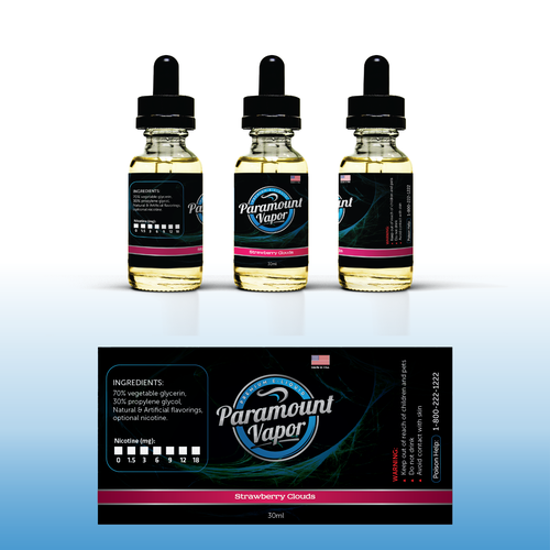 Vapor label with the title 'Product Label design for Paramount Vapor '
