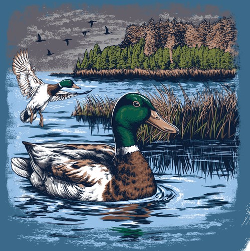 Logo t-shirt with the title 'Mallard Duck custom artwork'