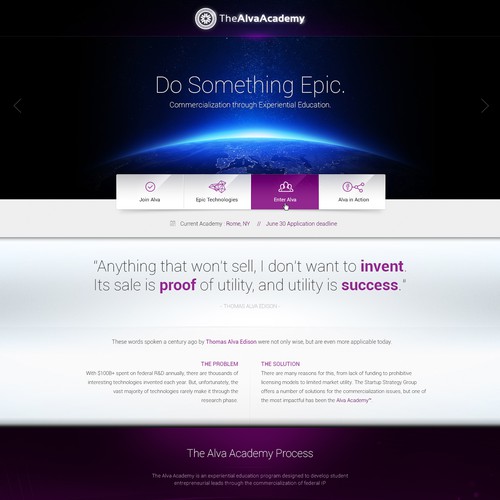 Futuristic website with the title 'High Tech Accelerator Website'