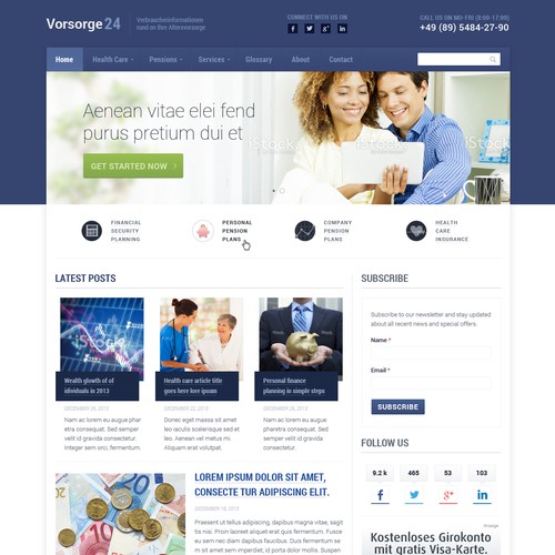 Blue website with the title 'New informational website'