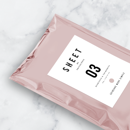 High-end label with the title 'SKIN CARE POUCH PACKAGING '