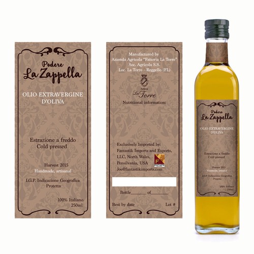 Nature label with the title 'Rustic label for handmade olive oil'