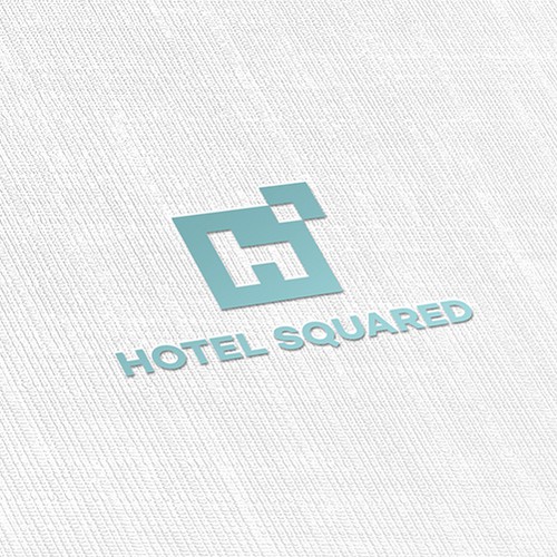 Square logo with the title 'Less is More Logo for Hotel Management Company'