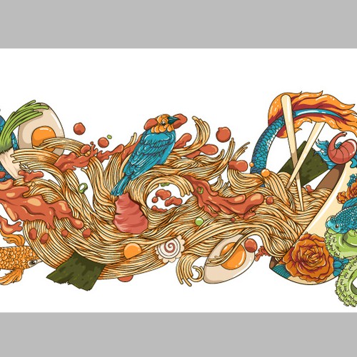 Dark artwork with the title 'RAMEN'