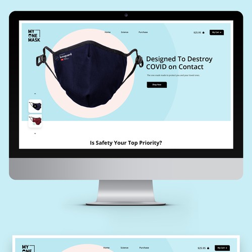 Pharmaceutical website with the title 'Modern website design for face mask company'