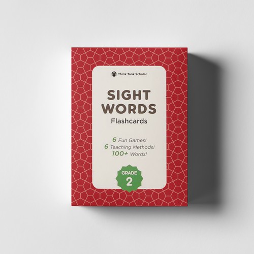 Packaging artwork with the title 'Pattern for Think Tank Scholar PreSchool Flashcard Box'