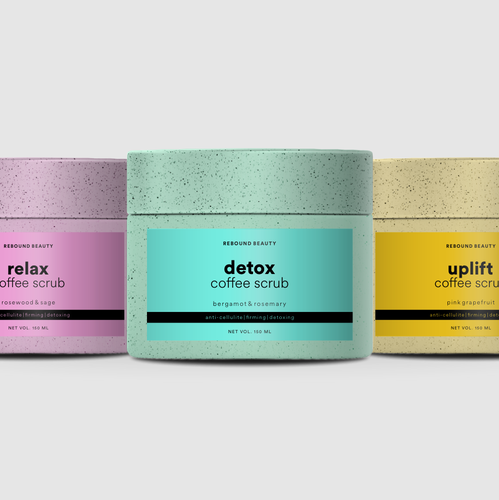 Scrub design with the title 'Minimalist label design for skincare products'