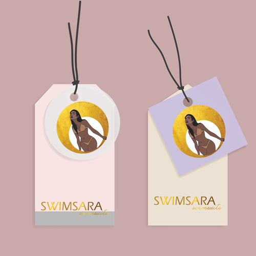 Tag design with the title 'Tags mockup for amazing swimwear'