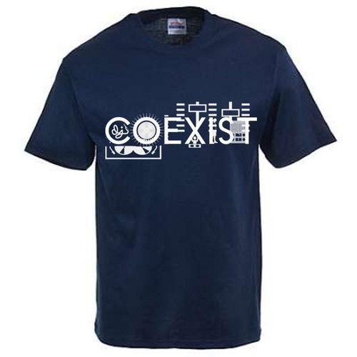 Graphic t-shirt with the title '"COEXIST" '