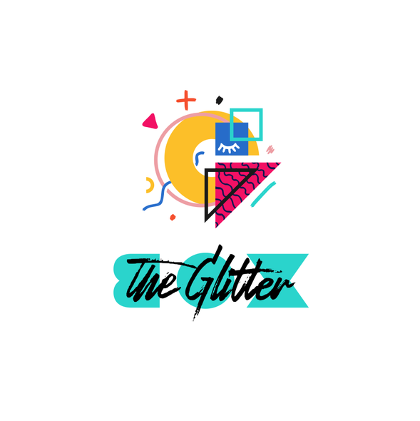 Memphis design with the title 'The Glitter BOX'