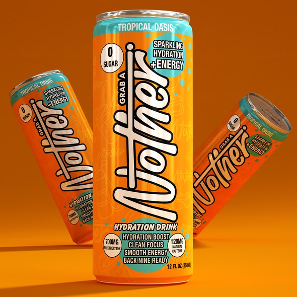 Label with the title 'Design a premium can for a golf hydration energy drink brand'