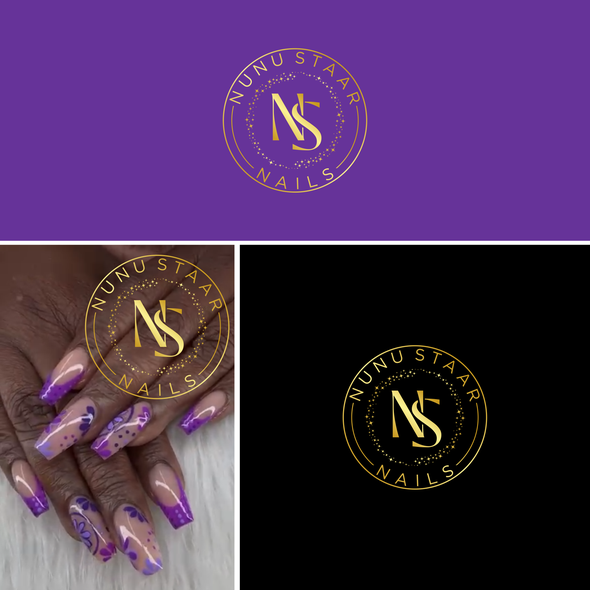 Cartoon nail logo with the title 'Nunu Staar Nails logo design '
