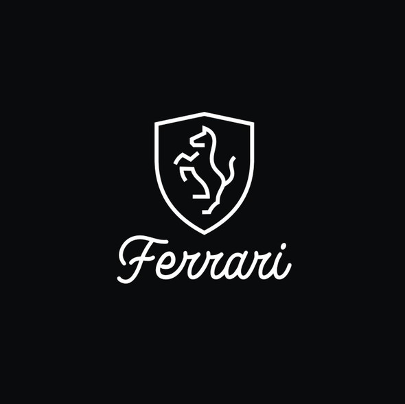 Ferrari car logo with the title 'Ferrari Logo Re-Imagined in a sketch Minimalist Style'