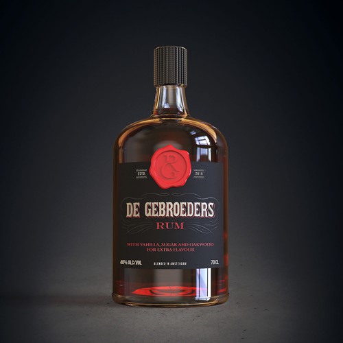 3D label with the title 'Rum bottle label design'