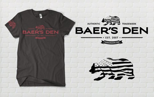 American flag t-shirt with the title 'T-Shirt for Local Men's Clothing Store! The Baer's Den'