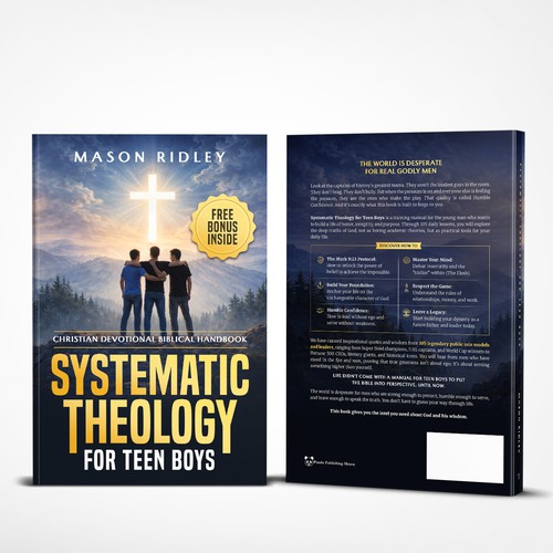 Religious book cover with the title 'Christian Devotional Biblical Handbook for Teen Boys'