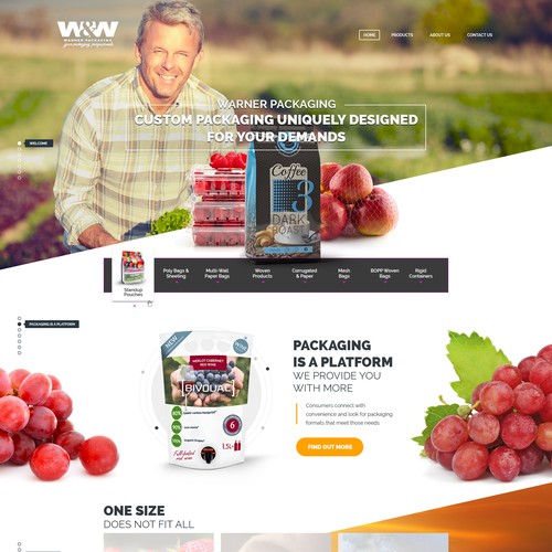 Website with the title 'Warner Packaging Web Designs'