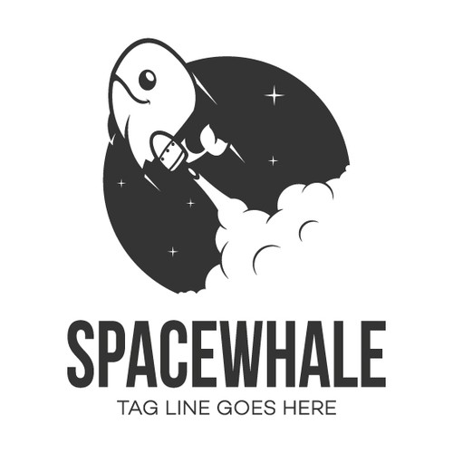 Whale logo with the title '1 color logo design'
