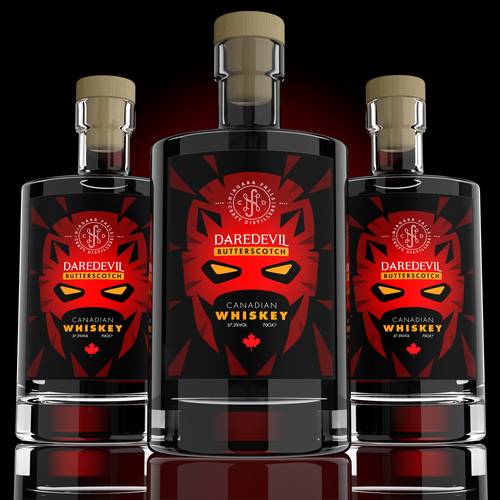 Geometric design with the title 'Daredevil whiskey label design'