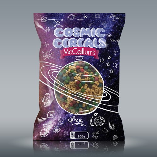 Cosmic design with the title 'Packaging for cereals'