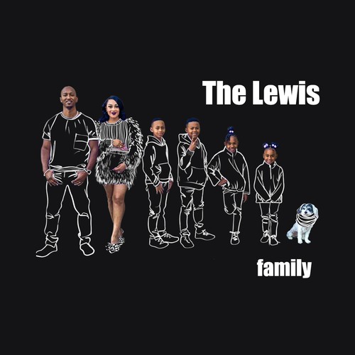 Line art t-shirt with the title 'The Lewis Family'