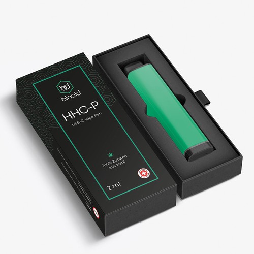 Swiss design with the title 'Logo and Packaging for the modern CBD vape product'