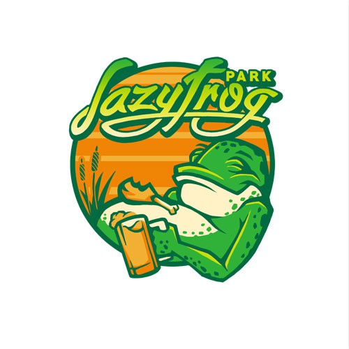 Bar and restaurant logo with the title 'Lazy Frog Park'