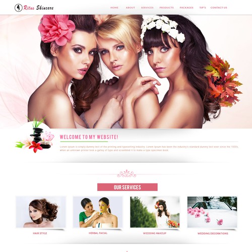 Beauty website with the title 'New Website for skincare company - wordpress backend'