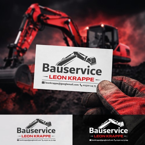 Construction company logo with the title 'Robust excavator mark — construction service logo'