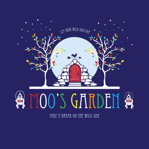 Unusual logo with the title 'Moos Garden'
