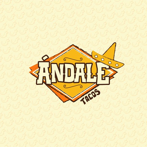 Brown and yellow logo with the title 'Logo | Ándale Tacos'