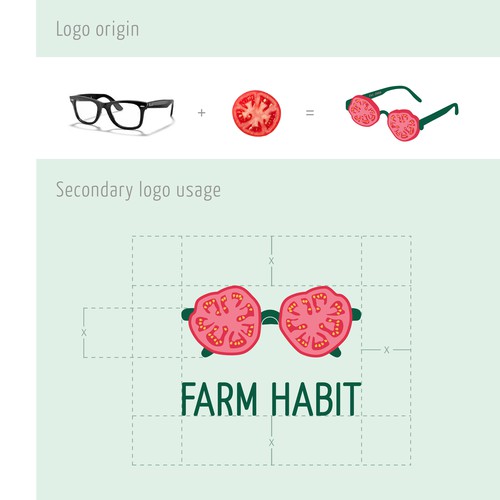 Glasses brand with the title 'Logo origin and usage'