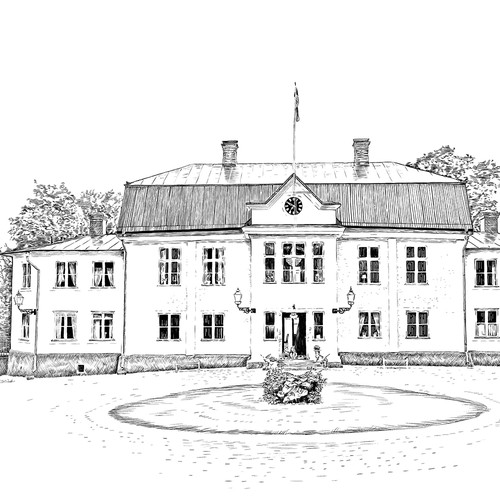 Banner artwork with the title 'Line art for hotel website'