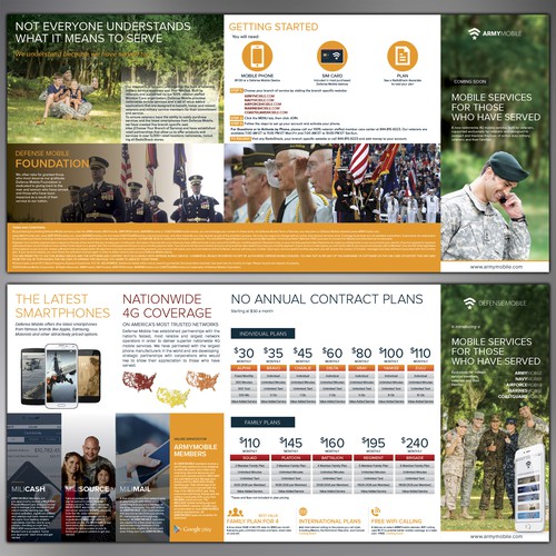 Communications design with the title 'Create a new brochure for a new Mobile Phone company'