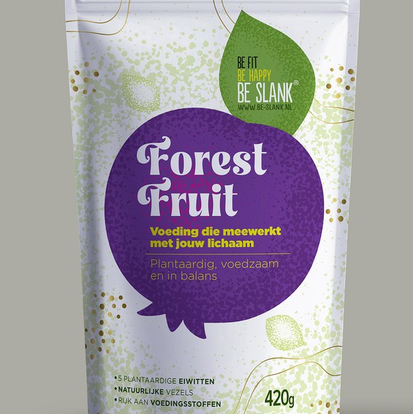 Vegan design with the title 'Stan-up Pouch Design for Natural Shakes'