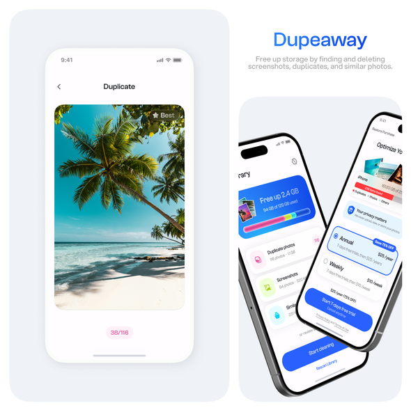 Figma design with the title 'Design a minimal app that makes deleting photos feel satisfying'