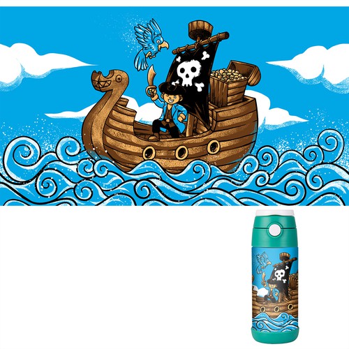 Blue packaging with the title 'Kids Bottle Design'