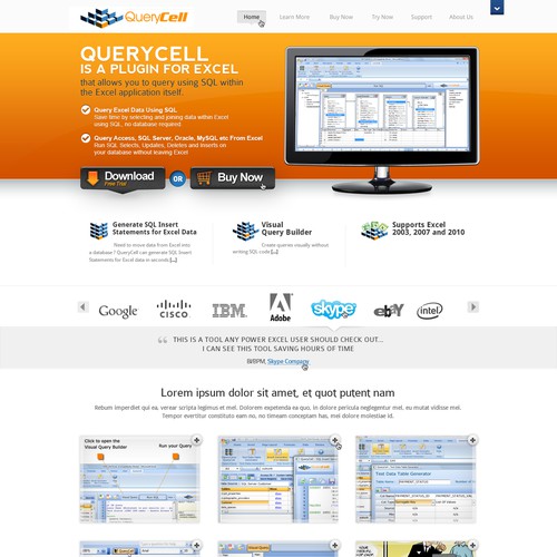 Corporate website with the title 'QueryCell new website design'