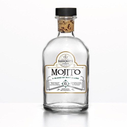 Hand-drawn label with the title 'Mojito'