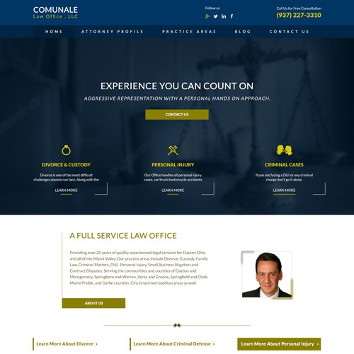 Law office design with the title 'Comunale - Landing Page'