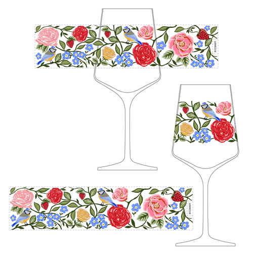 Floral illustration with the title 'Illustration for Ritzenhoff Cristal GmbH glasses'