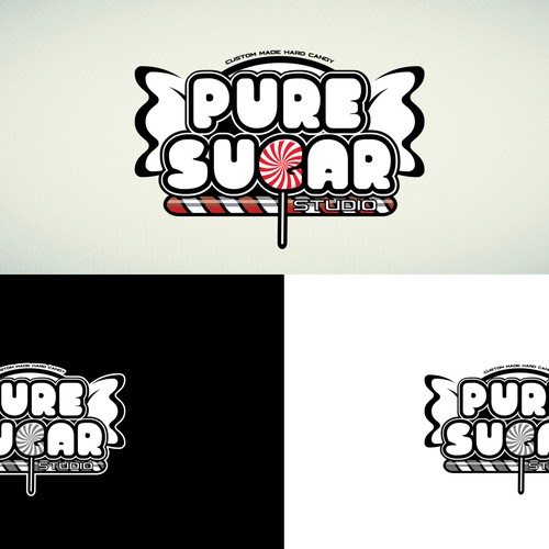 Grayscale logo with the title 'Custom made hard candy Logo contest entry'