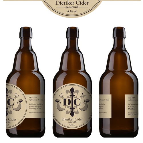 Swiss design with the title 'Label for apple sider '