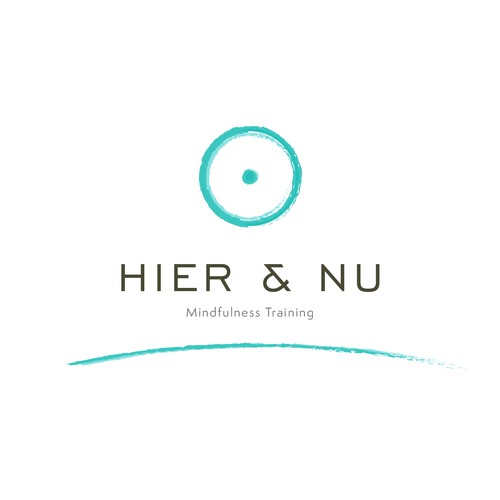 Symmetrical design with the title 'HIER & NU - Mindfulness training'