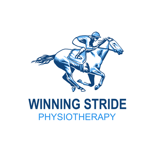 Horse racing design with the title 'Winning stride'