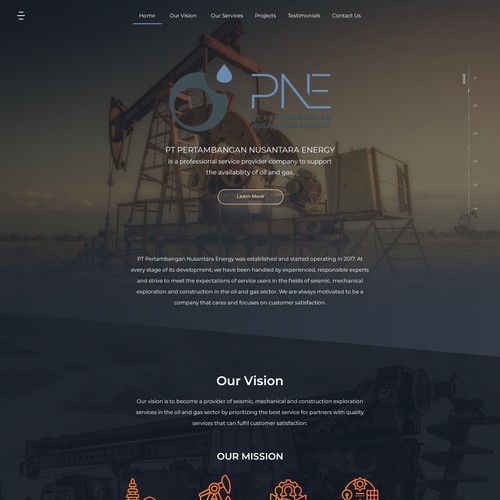 Construction website with the title 'Pertambangan Nusantara Energy'