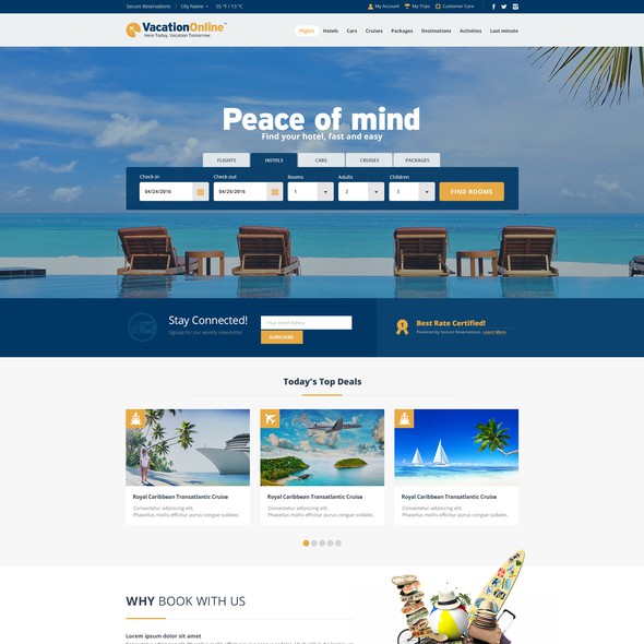 Holiday website with the title 'Website redesign for travel agency'