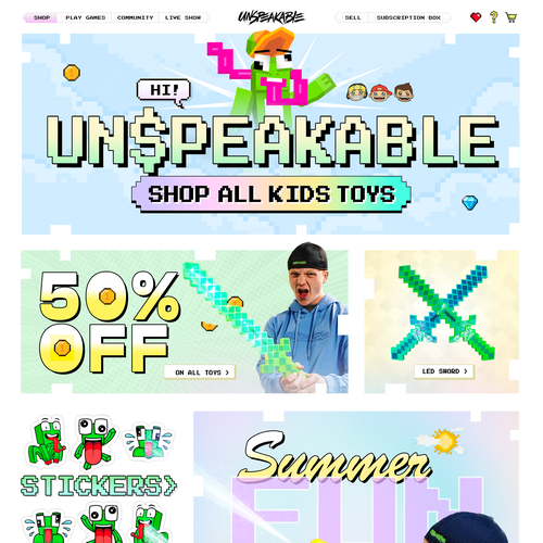 Fun website with the title 'Design a Toy Store for a YouTuber with 15M Followers'