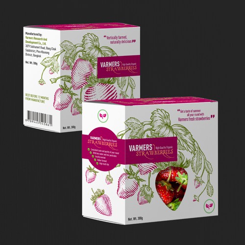 Strawberry packaging with the title 'Varmers Strawberries'