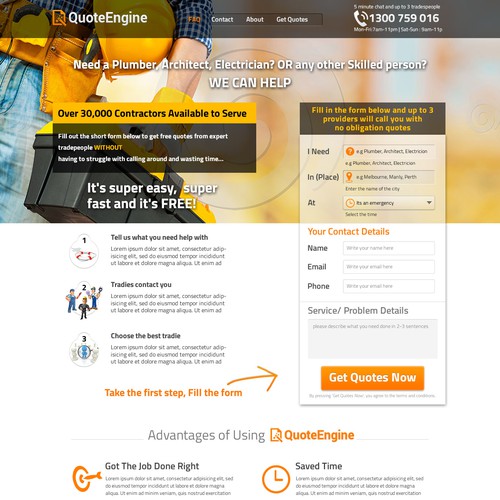 Handyman design with the title 'Quote Engine'